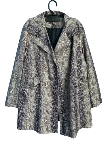 Sobretudo Casaco Longo Feminino Estampa de Cobra Animal Print, Tam G