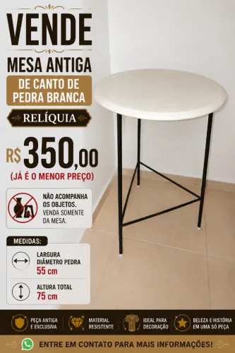 Mesa antiga de canto de pedra branca<br>
