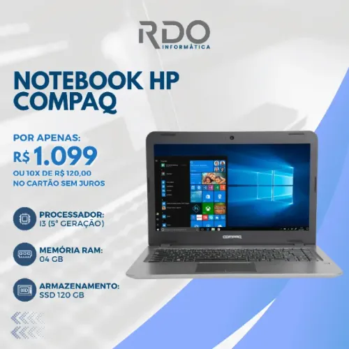 Notebook HP Compaq i3 5ª Geração 4GB SSD 120GB - Muito barato!