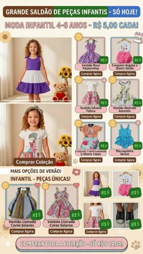 Lote Roupas Menina de 4 a 6 anos