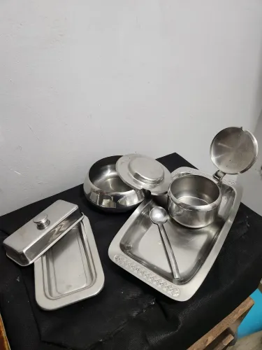 Kit chá Café Inox mantegueira açucareiro