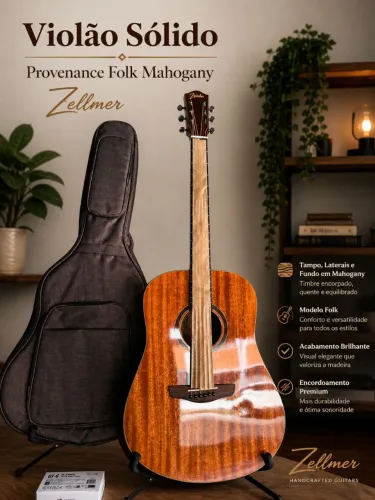 VIOLÃO SOLIDO PROVENANCE FOLK  MAHOGANY COM EFEITOS  + BAG