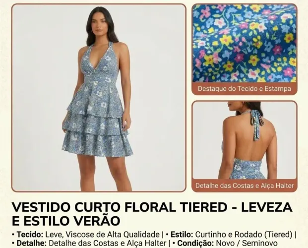 Vestido floral azul - Verão