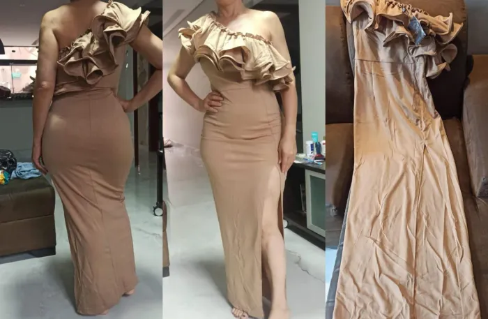Vestido novo na etiqueta. Mula manca, fenda na frente. Tamanho M/G