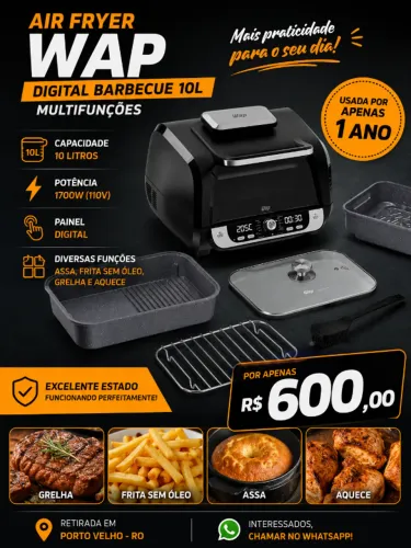 Air Fryer WAP Digital Barbecue 10L - Excelente Estado