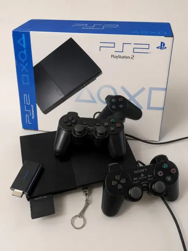 Ps2 completo, com adaptador HDMI + Controle original