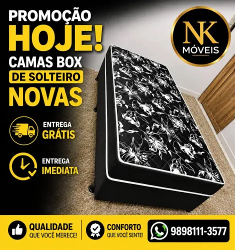 Camas box de solteiro e solteirão de espuma e molas novas, PEÇA JÁ A SUA