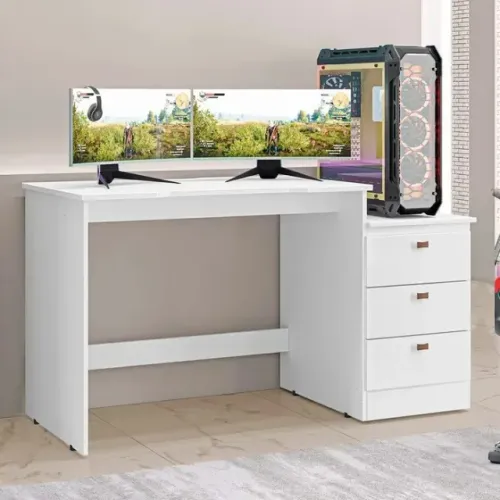 Mesa Office com Balcão e 3 Gavetas em 100% MDF - Organização e Elegância para Seu Espaço