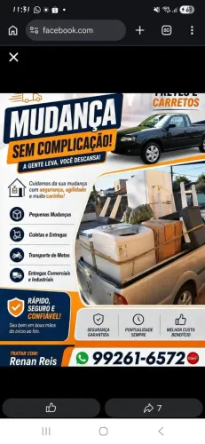 Fretes,pequenas mudanças é reboque de moto