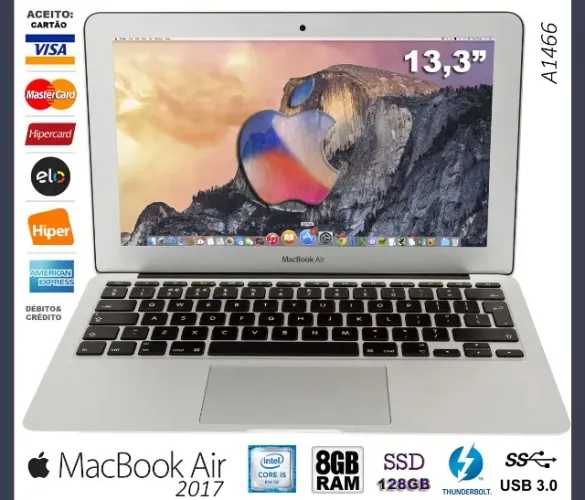 MacBook Air 13" 2017 Core i5, 8GB, SSD 128GB, OS Ventura, Novíss, Caixa, NF, Gar, Troco!