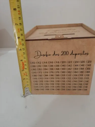 Cofre Desafio 20 Mil em 200 Depósitos MDF 15x15cm
