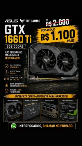 Placa de vídeo GTX 1660 TI 6gb GDDR6