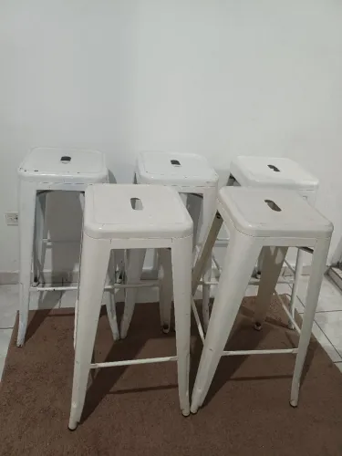 Banqueta alta Tolix Banqueta de metal branca 6 unidades em bom retirar Estado 
