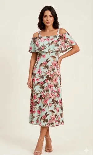 Vestido mídi floral