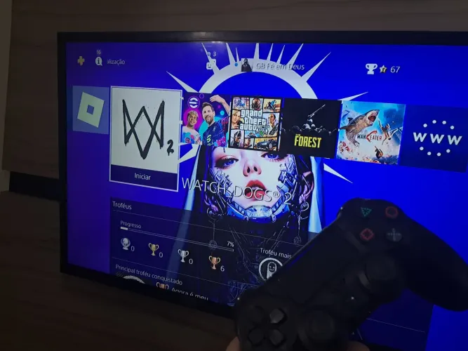 PS4 FAT BRANCO + CONTROLE E JOGO