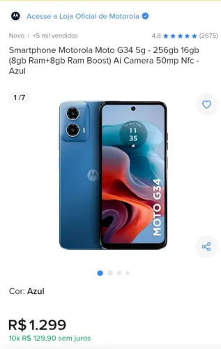 Celular Motorola 256 GB, 16gb ram