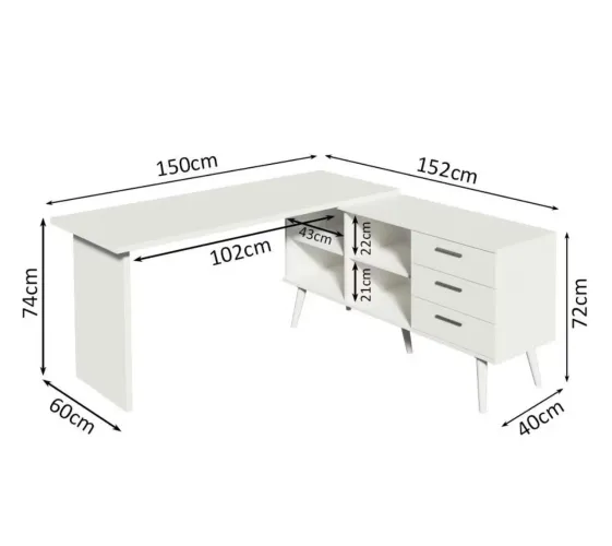 Escrivaninha mesa de escritório 3 gavetas lisboa.