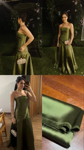 Vestido de festa verde oliva