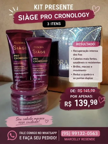 Kit Siàge Eudora Pro cronology 3 itens presente