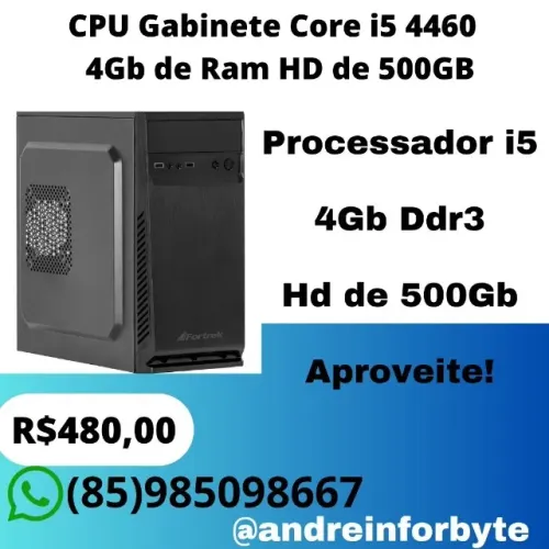 CPU Gabinete Core i5 4460 4Gb de Ram HD de 500GB
