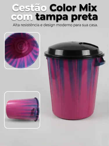 Cestão 85L com Tampa - Color Mix