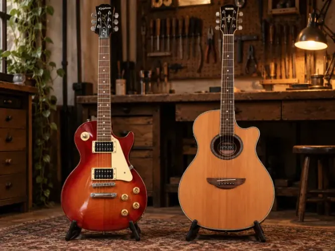 EPIPHONE LES PAUL 100 + YAMAHA APX700 NT | ORIGINAIS, VINTAGE E PREPARADOS POR LUTHIER