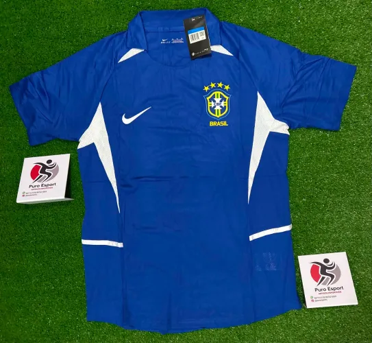 Camisa do Brasil retrô azul 2002