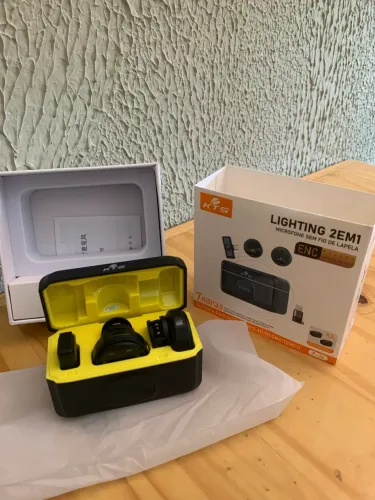 Microfone de Lapela Sem Fio Duplo android e IOS