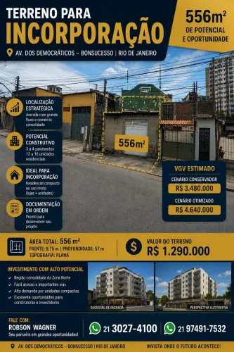 Terreno à venda na Avenida dos Democráticos, Bonsucesso, Rio de Janeiro - RJ