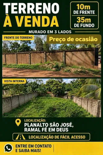 Terreno à Venda - 350 m² - Planalto São José | Santarém/PA