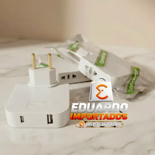 Adaptador de Tomada Dobrável com USB + TIPO-C para Carregamento Rápido