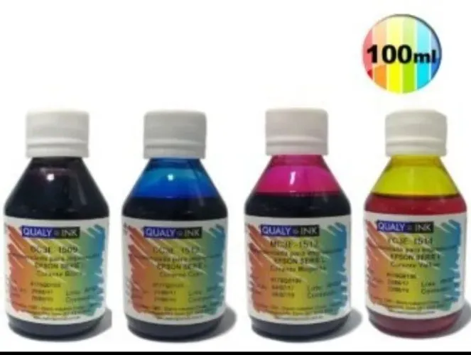 Kit Tintas 4x100ml para Bulk Ink e recarga de cartuchos imoressoras