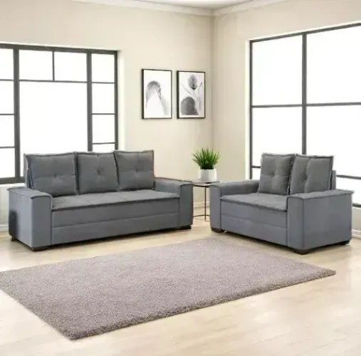 Oferta! Sofá Barcelona 2 e 3 lugares Na Cor Cinza