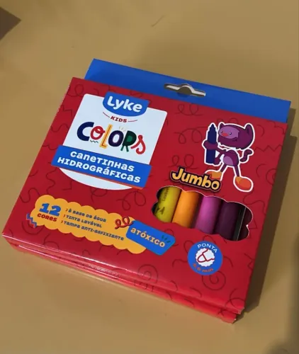 Caneta Hidrográficas Kit 12 Canetinhas Jumbo Color