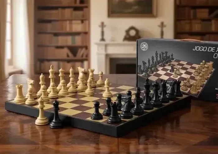 Jogo xadrez profissional estojo dobrável original Jaehrig