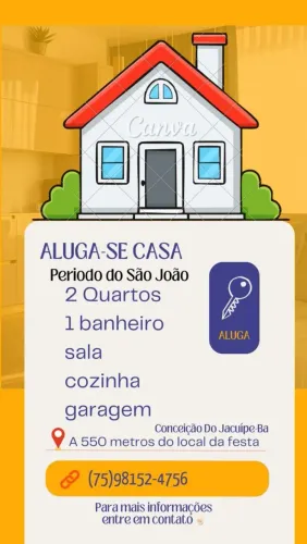 Alugo casa em Berimbau Conceição do Jacuípe 