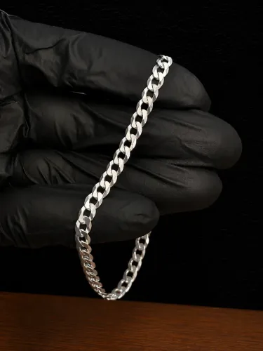 Pulseira de prata grume 5mm com garantia eterna + limpa prata de brinde 