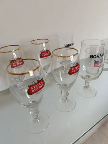 Jogo de Taças e Copo de Cerveja - 7 Peças - Excelente Estado 