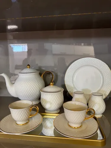 Aparelho de Jantar Camicado 45 Peças Branco e Dourado