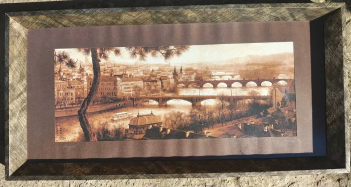 Quadro Panorâmica Ponte Carlos Praga sobre o rio Vltava