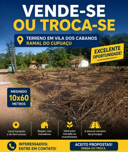 Vendo ou troco terreno em Vila dos cabanos em Barcarena