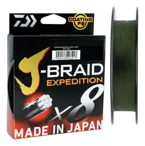 Linha Multi Daiwa J-Braid Expedition X8 - Verde - 0.22mm - 30lb - 300m