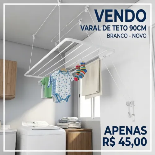 Varal de Teto 90cm Branco