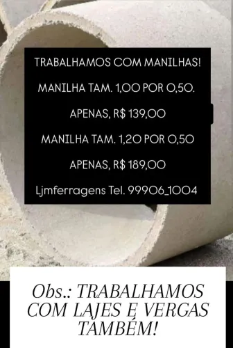 TRABALHAMOS COM MANILHAS, LAJES E VERGAS...