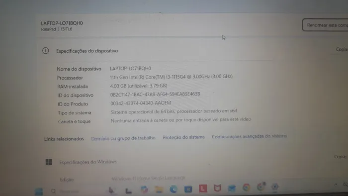 Notebook lenovo I3 WhatsApp * 
