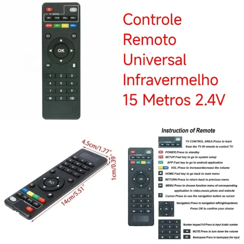 Controle Remoto Universal Infravermelho 15 Metros 2.4V