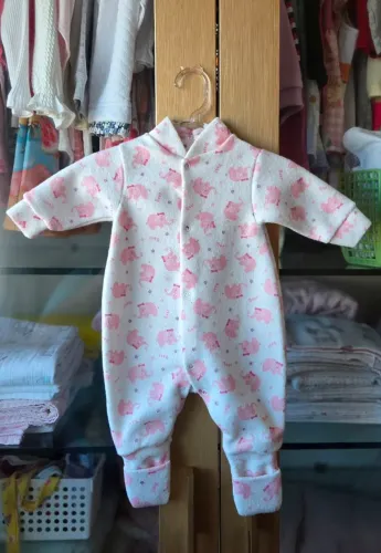 Macacão bebê quentinho com vira pé | estampa elefantinhos