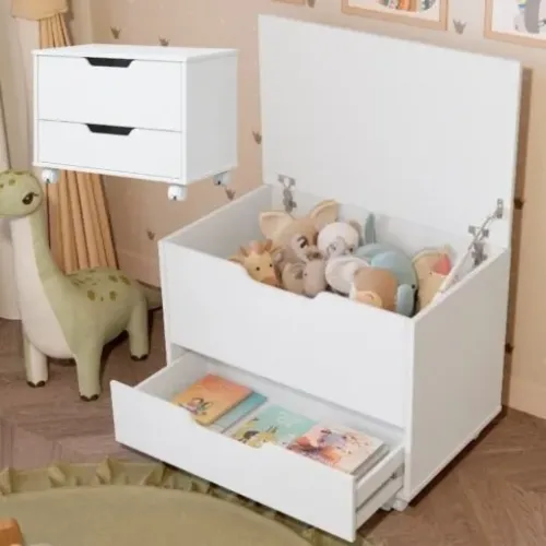 Novidade - entrega super rápida!! Baú para Brinquedos Mik Branco