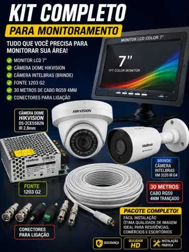 Kit câmera cftv com monitor