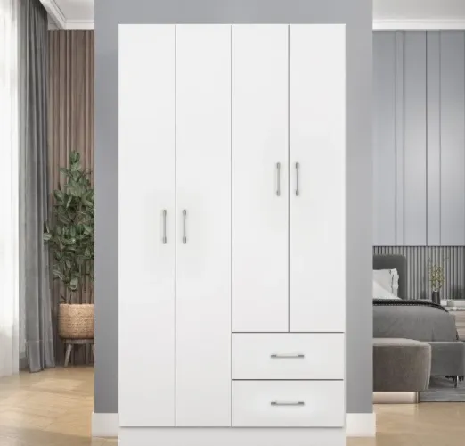 Guarda-Roupa Compacto Essencial 4 Portas e 2 Gavetas Branco